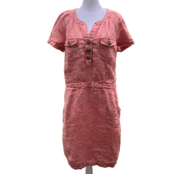 Boden Pink Buttoned Tie Front Mini Dress - Picture 1 of 14